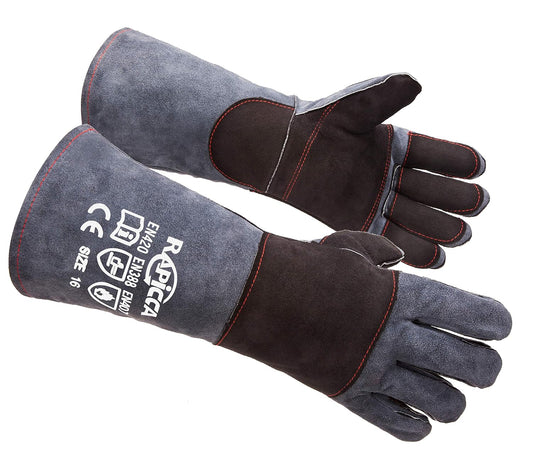 Animal Handling Gloves Bite Proof Reinforced Leather Padding Dog,Cat Scratch,Bird Handling Falcon Gloves Grabbing,Reptile Squirrel Snake Bite 16In/40Cm