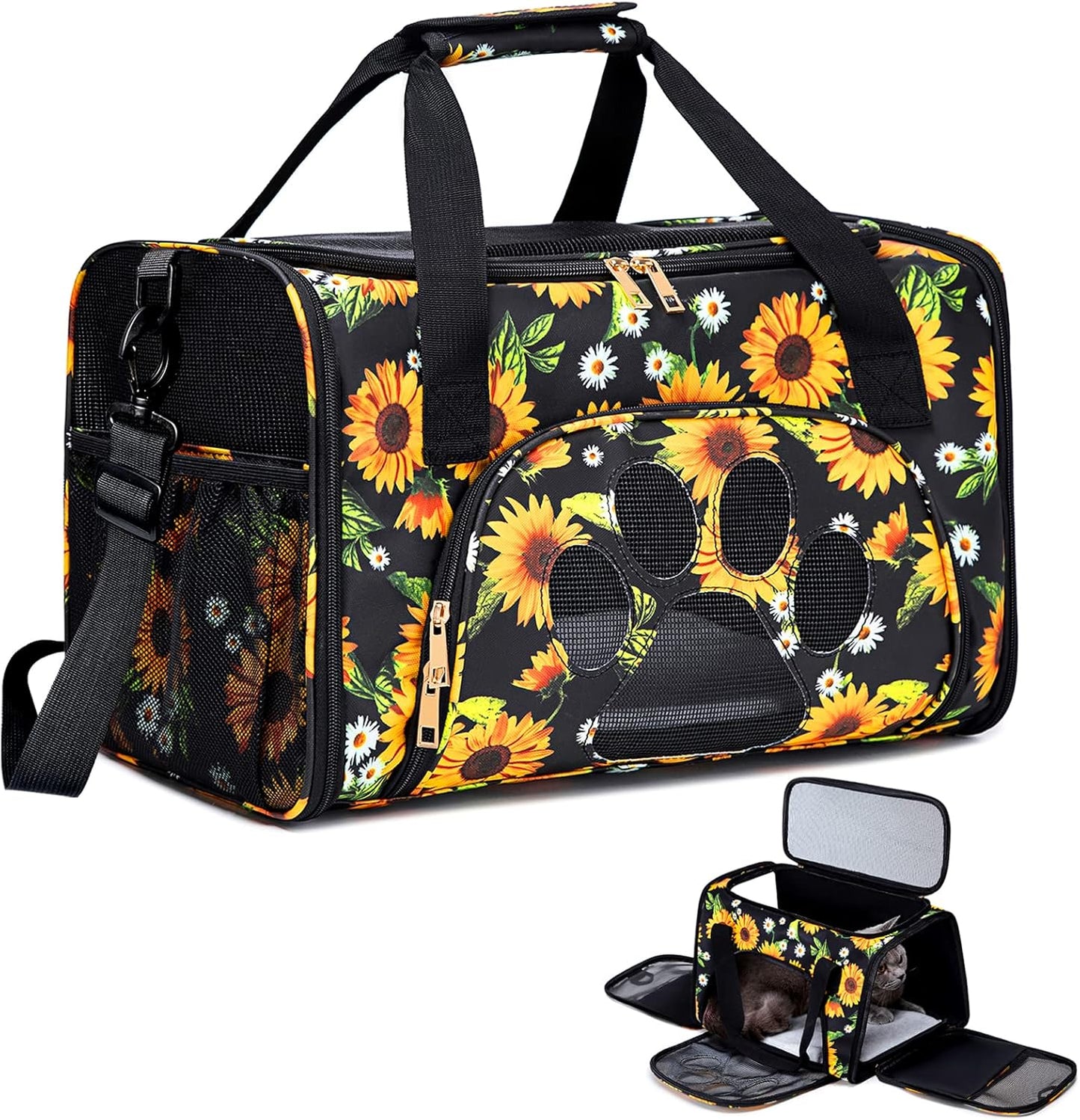 Cat Carrier Bag Dog Carrier Pet Travel Carrier for Small Medium Cats Dogs Puppies Airline Approved Pet Carrier Soft Sided Cat Dog Carrier Bag Small Pet Bag for Traveling