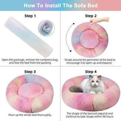 Calming Donut Dog Bed Anti-Anxiety, Self Warming, Cozy Soft Plush round Pet Bed, Ideal for Both Home & Travel, 30"L X 30"W X 8"H