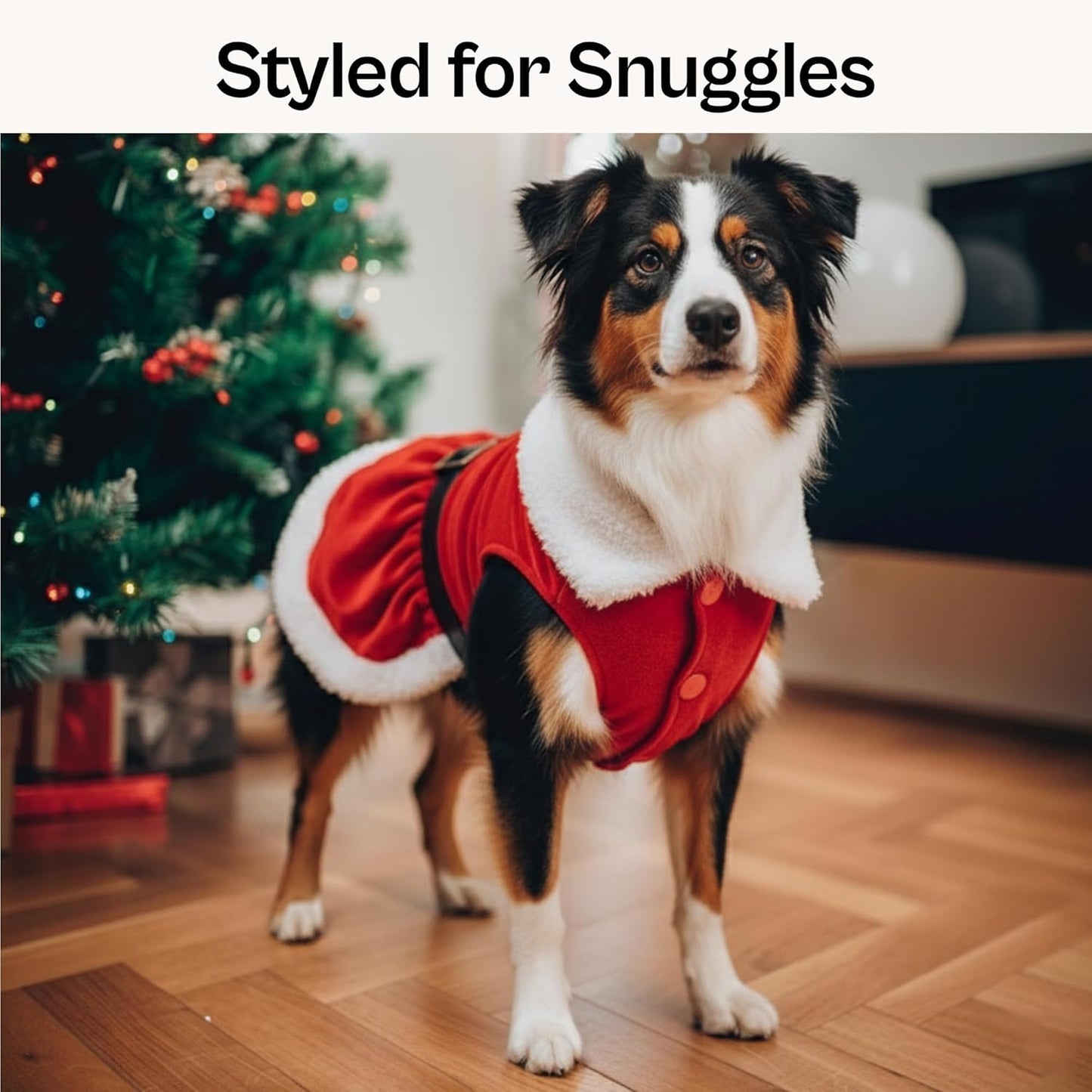 Dog Christmas Dress – Pet Xmas Dog Dress – Mrs. Santa Claus Doggy Costume – Red Velvet Skirt Small Puppy Dresses – Winter Fall Pet Clothes - Christmas Outfit for Large Dogs Girl - L