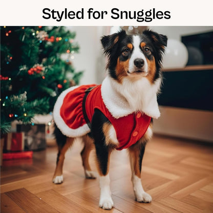 Dog Christmas Dress – Pet Xmas Dog Dress – Mrs. Santa Claus Doggy Costume – Red Velvet Skirt Small Puppy Dresses – Winter Fall Pet Clothes - Christmas Outfit for Large Dogs Girl - L