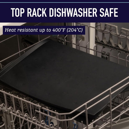 Waterproof Raised-Edge Dog Tray for Food & Water - Silicone Dog Food Mat, Non-Slip Pet Bowl Mat, Dishwasher-Safe Pet Placemat, XL 25 X 17 In, Gray