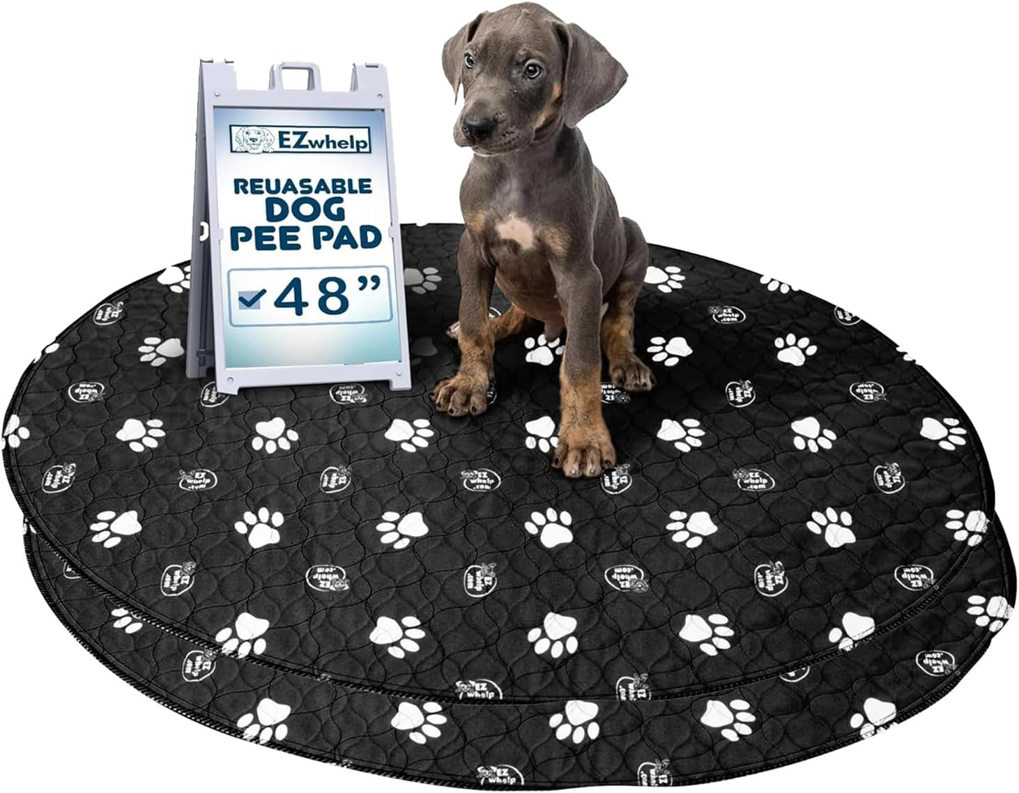 Pack of 2 Reusable Dog Pee Pad, Washable Slip-Resistant Waterproof Mat, 24X48 Inches