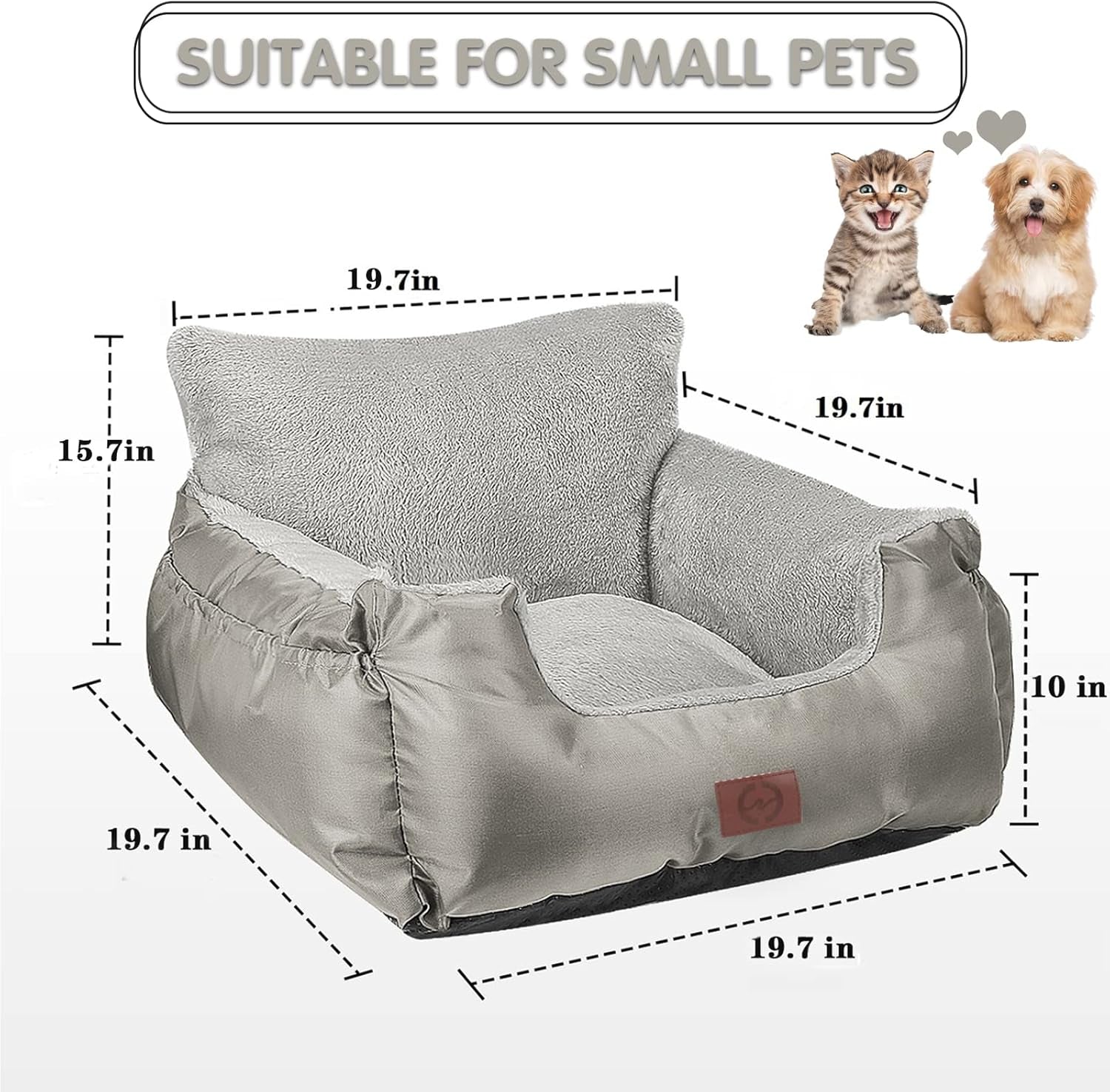 Dog Car Seat for Small Dogs - Warm Soft Washable Pet Car Bed with Storage Pocket and Clip-On Safety Leash - Portable Travel Carrier Booster Seat