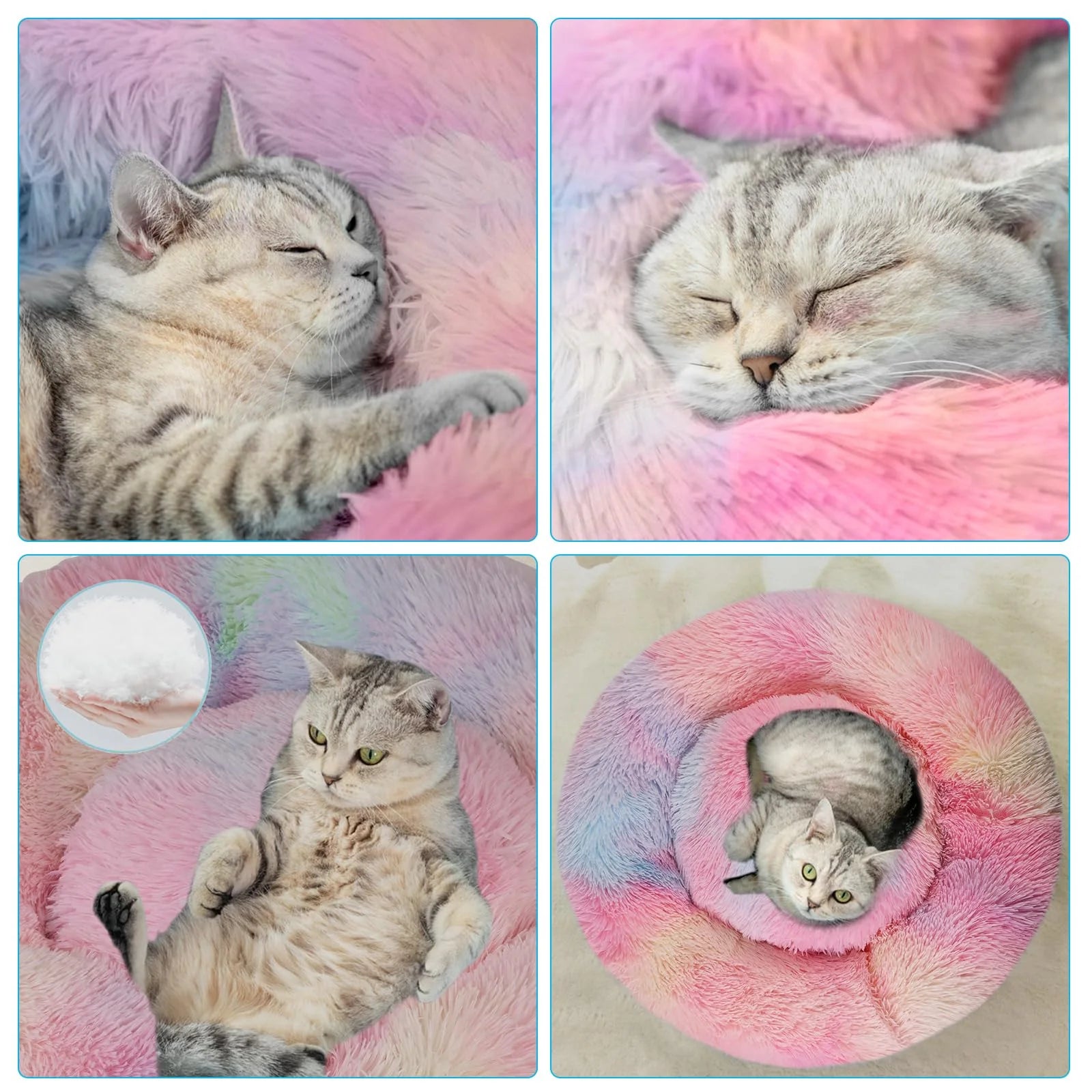 Calming Donut Dog Bed Anti-Anxiety, Self Warming, Cozy Soft Plush round Pet Bed, Ideal for Both Home & Travel, 30"L X 30"W X 8"H