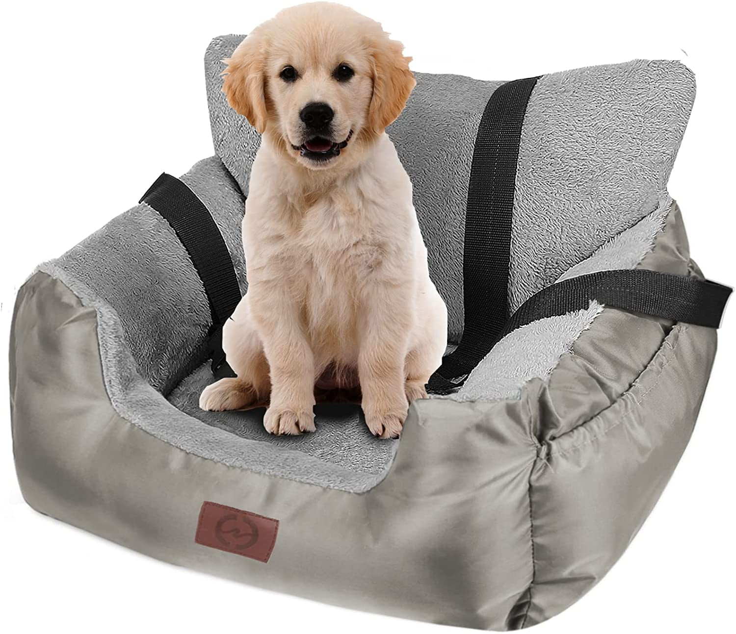 Dog Car Seat for Small Dogs - Warm Soft Washable Pet Car Bed with Storage Pocket and Clip-On Safety Leash - Portable Travel Carrier Booster Seat