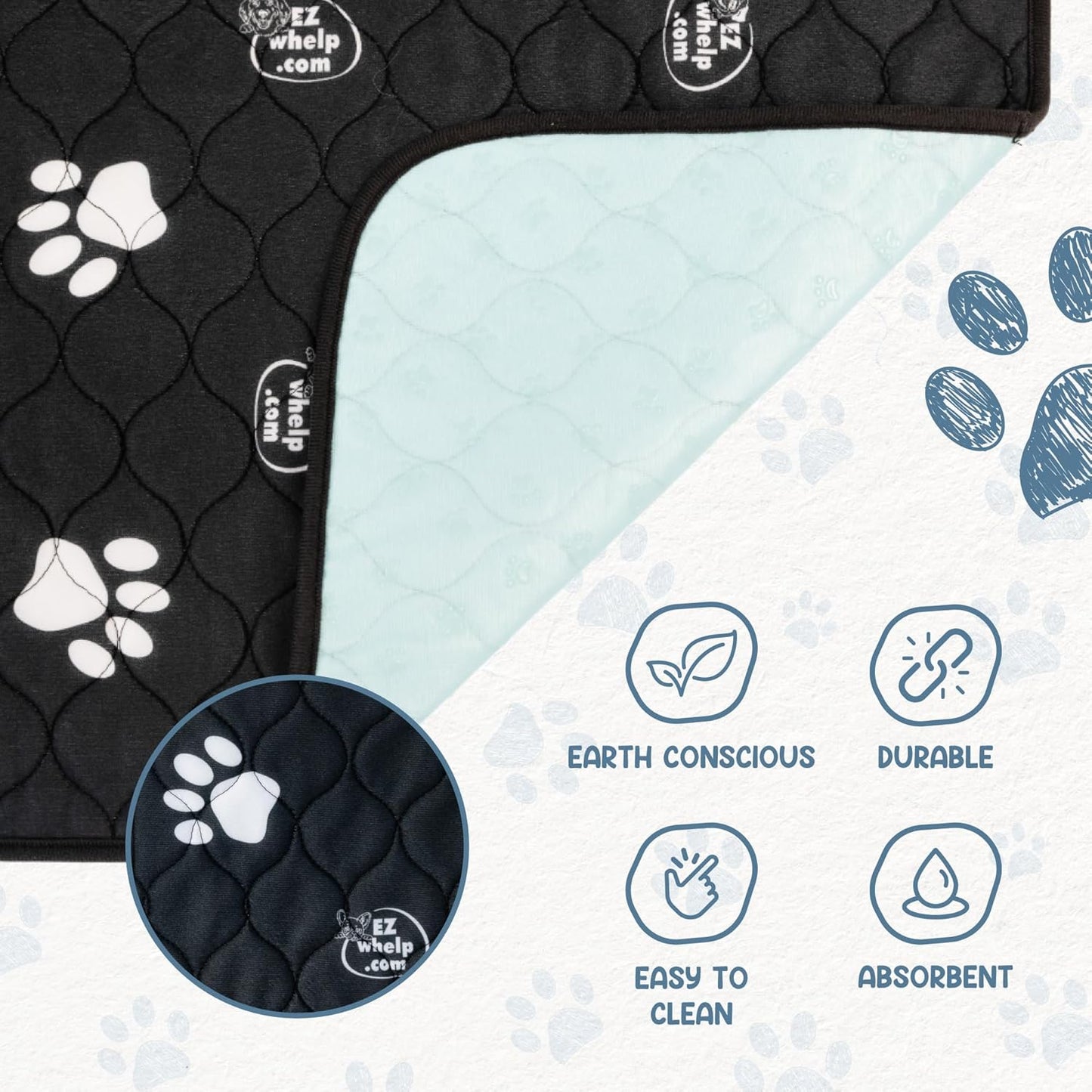 Pack of 2 Reusable Dog Pee Pad, Washable Slip-Resistant Waterproof Mat, 24X48 Inches